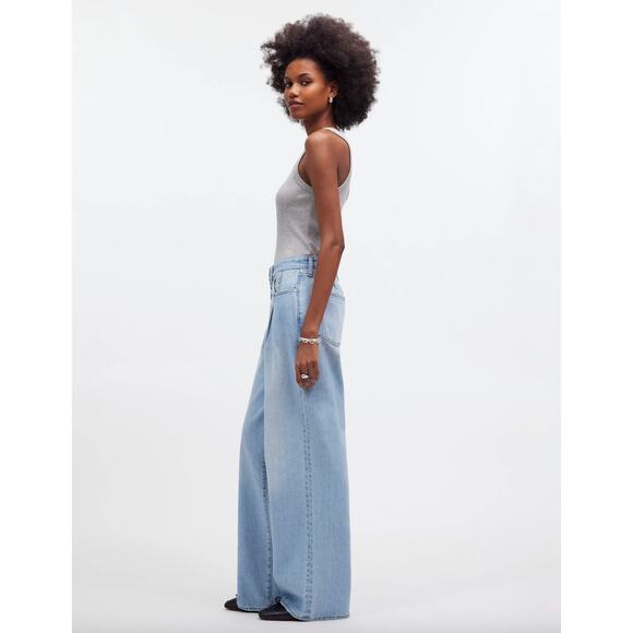 Madewell Superwide Leg Jeans Cather Wash Button Front Blue High Rise US 26 NWT - Picture 5 of 16